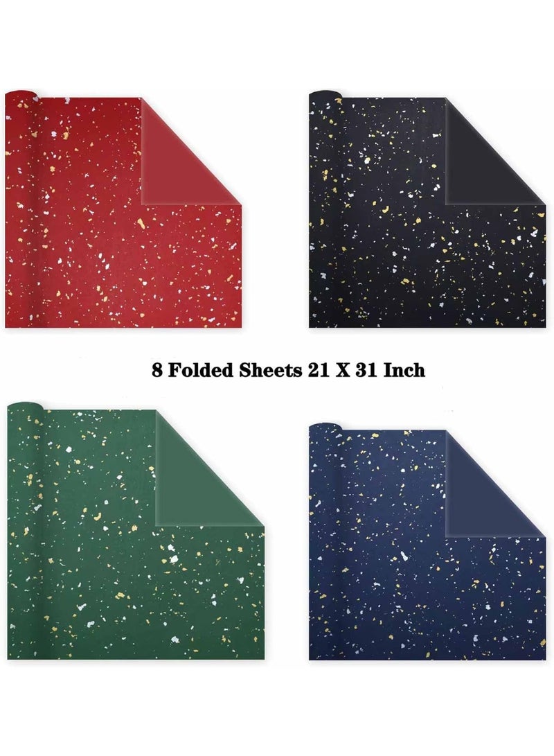 FAYET 6 Rolls Gift Wrapping Paper Set for Birthdays, Holidays, Weddings and Special Occasions, Glitter, Floral, and Solid Designs, 78×54cm Sheets, Premium Thick Recyclable Paper for DIY Decorations and Presents - Image 2